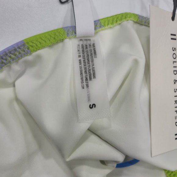 Solid & Striped Elle Bikini Bottom Lavender Lime Stripe Size Small - Picture 7 of 9